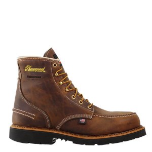 Thorogood 1957 Series – 防水 安全 つま先 – 6" Crazyhorse Moc つま先 – MAXWear90 メンズ スチールトゥブーツ ブラウン | RIM-9257