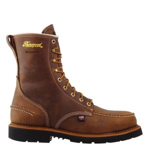 Thorogood 1957 Series – 防水 安全 つま先 – 8" Crazyhorse Moc つま先 – MAXWear90 メンズ スチールトゥブーツ ブラウン | JZI-3846