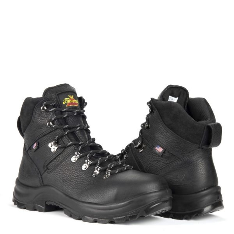 Thorogood AMERICAN UNION SERIES – WATERPROOF – 6″ BLACK WORK BOOT メンズ スチールトゥブーツ 黒 | LNO-7165