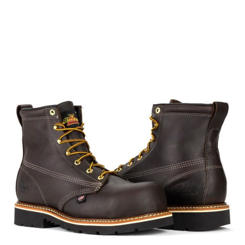 Thorogood Emperor つま先 – 6″ Briar Pitstop WORK BOOT メンズ コンポジットトゥブーツ チョコレート | FUI-5944