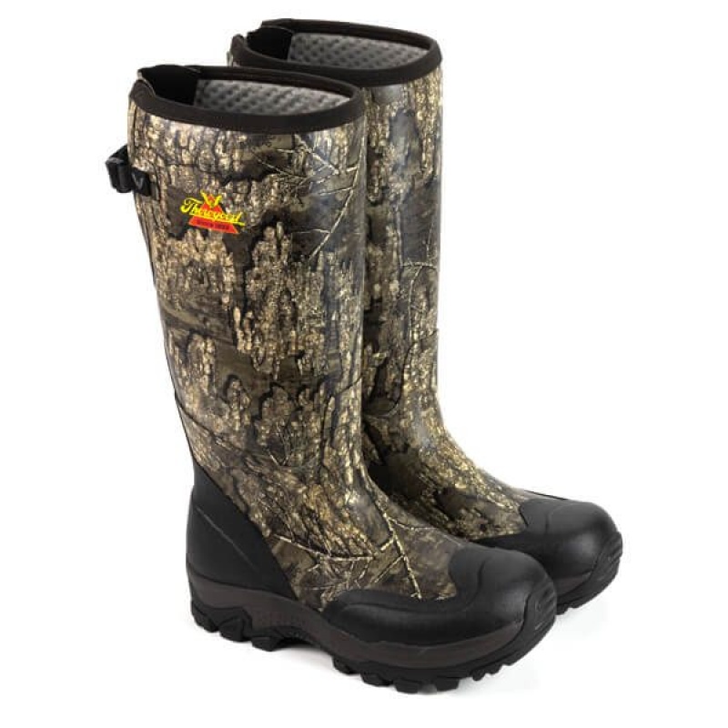 Thorogood INFINITY FD RUBBER BOOT RealTree® TIMBER® // NON-INSULATED メンズ 防水ブーツ 黒 ゴールド | IQK-2845