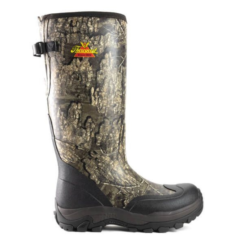 Thorogood INFINITY FD RUBBER BOOT RealTree® TIMBER® // NON-INSULATED メンズ 防水ブーツ 黒 ゴールド | IQK-2845