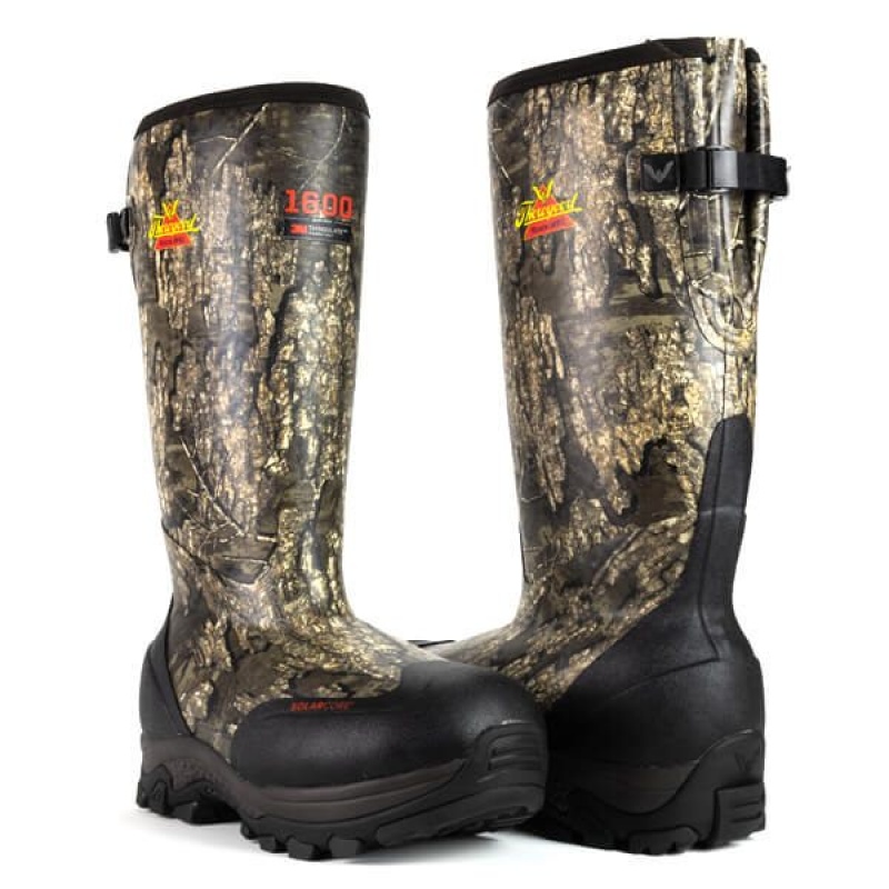 Thorogood INFINITY FD RUBBER BOOT RealTree® TIMBER® // 1600g メンズ 防水ブーツ 黒 ゴールド | PQW-7156